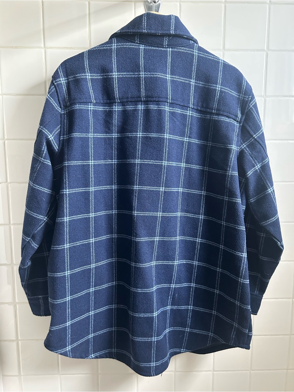 Tilley Navy Windowpane Button-Up Shacket - Picture 2 of 3
